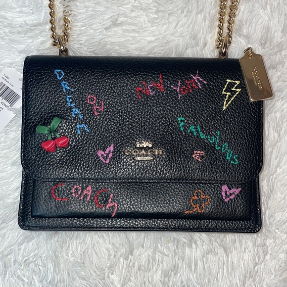 New Coach Klare Leather Crossbody Shoulder Bag Purse With Diary Embroidery Black - Picture 3 of 17